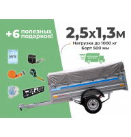 АВТОМОБИЛЬНЫЙ ПРИЦЕП КРЕМЕНЬ "БИЗНЕС" 2,5X1,3М (БОРТ 500ММ)