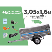 АВТОМОБИЛЬНЫЙ ПРИЦЕП КРЕМЕНЬ "БИЗНЕС" 3,05X1,6М (БОРТ 315ММ)