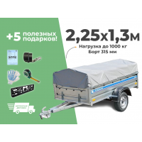 АВТОМОБИЛЬНЫЙ ПРИЦЕП КРЕМЕНЬ "ПРОФИ" 2,25x1,3м (борт 315мм) 