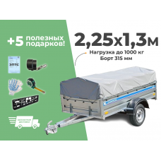 АВТОМОБИЛЬНЫЙ ПРИЦЕП КРЕМЕНЬ "ПРОФИ" 2,25x1,3м (борт 315мм) 