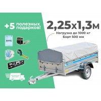 АВТОМОБИЛЬНЫЙ ПРИЦЕП КРЕМЕНЬ "ПРОФИ" 2,.25x1,3м (борт 500 мм) 