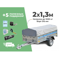 АВТОМОБИЛЬНЫЙ ПРИЦЕП КРЕМЕНЬ "ПРОФИ" 2x1,3м (борт 315 мм) 