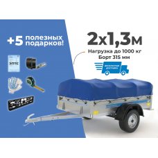 АВТОМОБИЛЬНЫЙ ПРИЦЕП КРЕМЕНЬ "СТАНДАРТ ПЛЮС" 2X1,3М (БОРТ 315ММ)