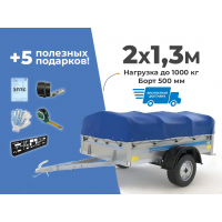 АВТОМОБИЛЬНЫЙ ПРИЦЕП КРЕМЕНЬ "СТАНДАРТ ПЛЮС" 2X1,3М (БОРТ 500ММ)